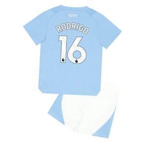 Manchester City Rodri Hernandez #16 Hemmaställ Barn 2023-24 Kortärmad (+ Korta byxor)
